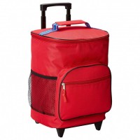 China suppliers 600d polyester insulated trolley picnic cooler bag with wheels for outdoor travelling