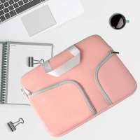 Custom plastic zipper outside pockets fashion women ladies travel carry potable document bag laptop with handle